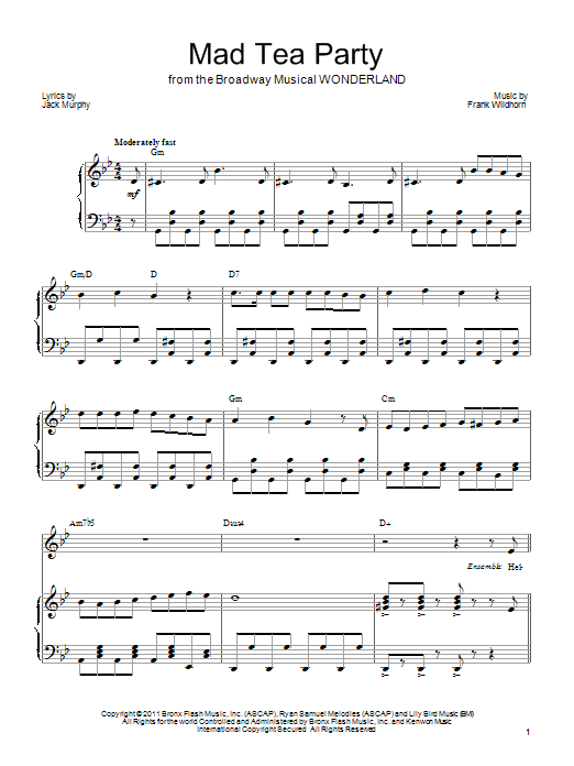Frank Wildhorn Mad Tea Party Sheet Music Notes & Chords for Piano, Vocal & Guitar (Right-Hand Melody) - Download or Print PDF