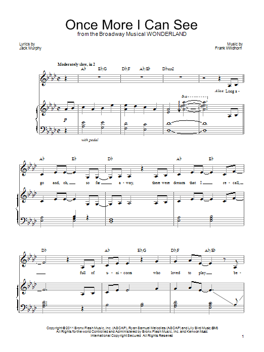 Frank Wildhorn Once More I Can See Sheet Music Notes & Chords for Piano, Vocal & Guitar (Right-Hand Melody) - Download or Print PDF