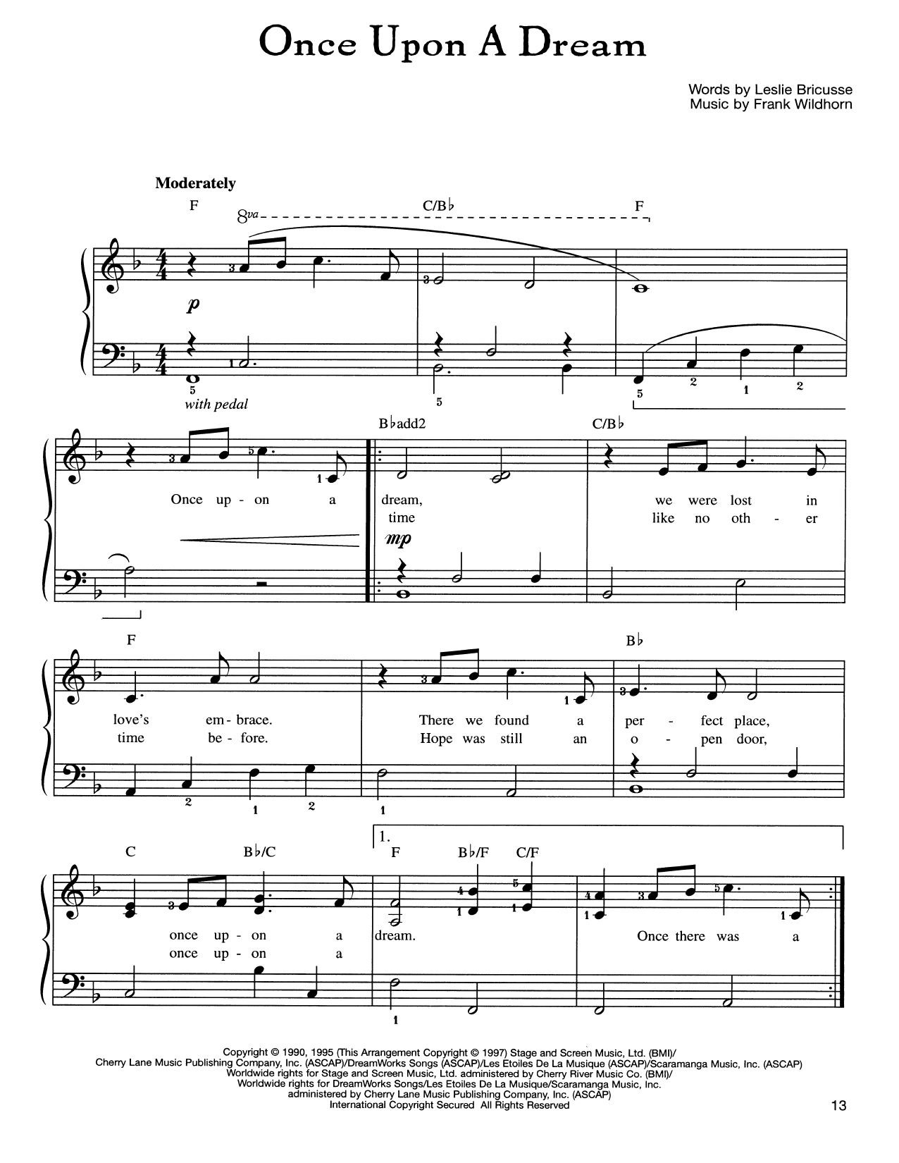 Frank Wildhorn Once Upon A Dream Sheet Music Notes & Chords for Easy Piano - Download or Print PDF