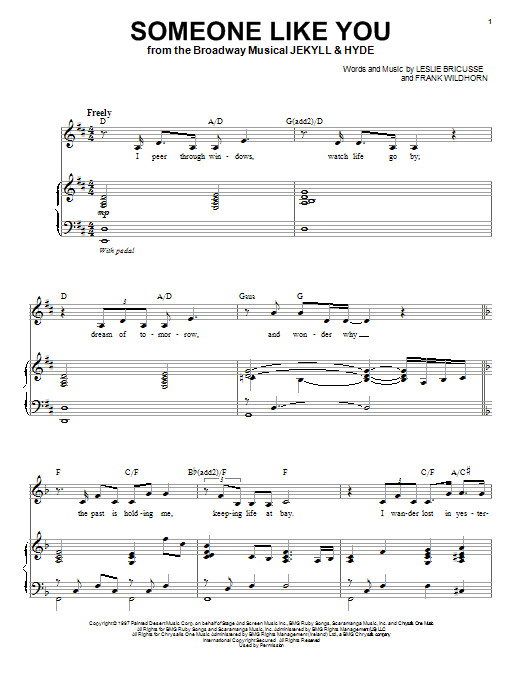 Frank Wildhorn Someone Like You Sheet Music Notes & Chords for Easy Piano - Download or Print PDF