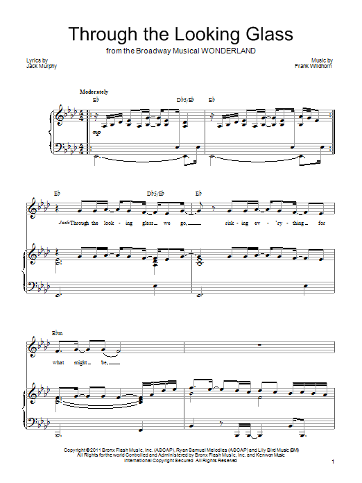Frank Wildhorn Through The Looking Glass Sheet Music Notes & Chords for Piano, Vocal & Guitar (Right-Hand Melody) - Download or Print PDF