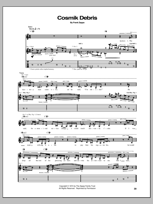 Frank Zappa Cosmik Debris Sheet Music Notes & Chords for Guitar Tab - Download or Print PDF Frank Zappa Cosmik Debris Sheet Music Notes & Chords for Guitar Tab - Download or Print PDF