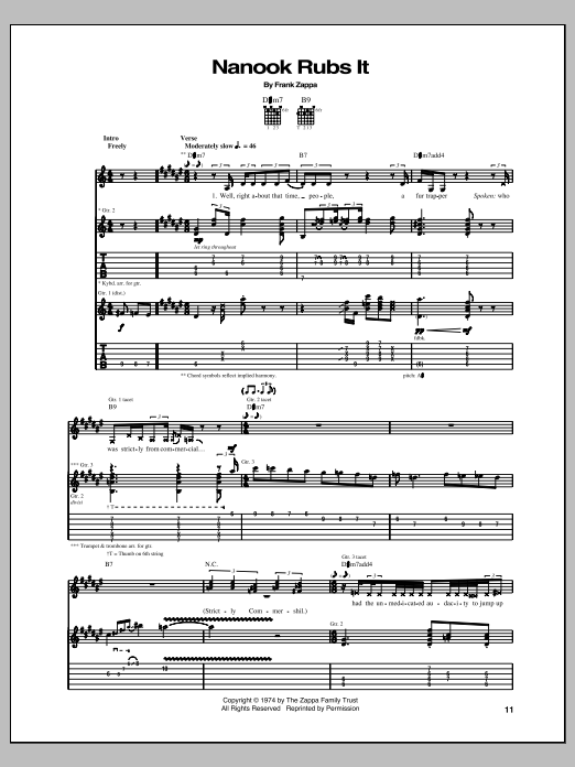 Frank Zappa Nanook Rubs It Sheet Music Notes & Chords for Guitar Tab - Download or Print PDF Frank Zappa Nanook Rubs It Sheet Music Notes & Chords for Guitar Tab - Download or Print PDF