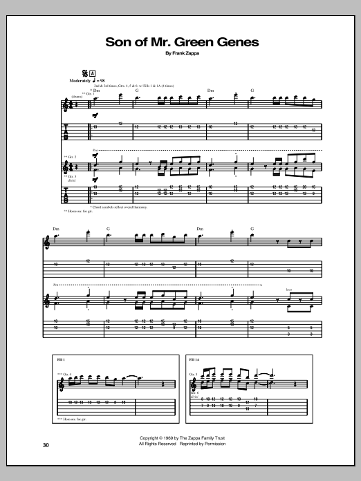 Frank Zappa Son Of Mr. Green Genes Sheet Music Notes & Chords for Guitar Tab - Download or Print PDF