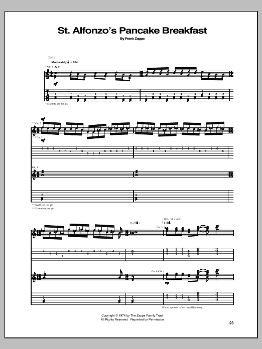 Frank Zappa St. Alfonzo's Pancake Breakfast Sheet Music Notes & Chords for Guitar Tab - Download or Print PDF Frank Zappa St. Alfonzo's Pancake Breakfast Sheet Music Notes & Chords for Guitar Tab - Download or Print PDF