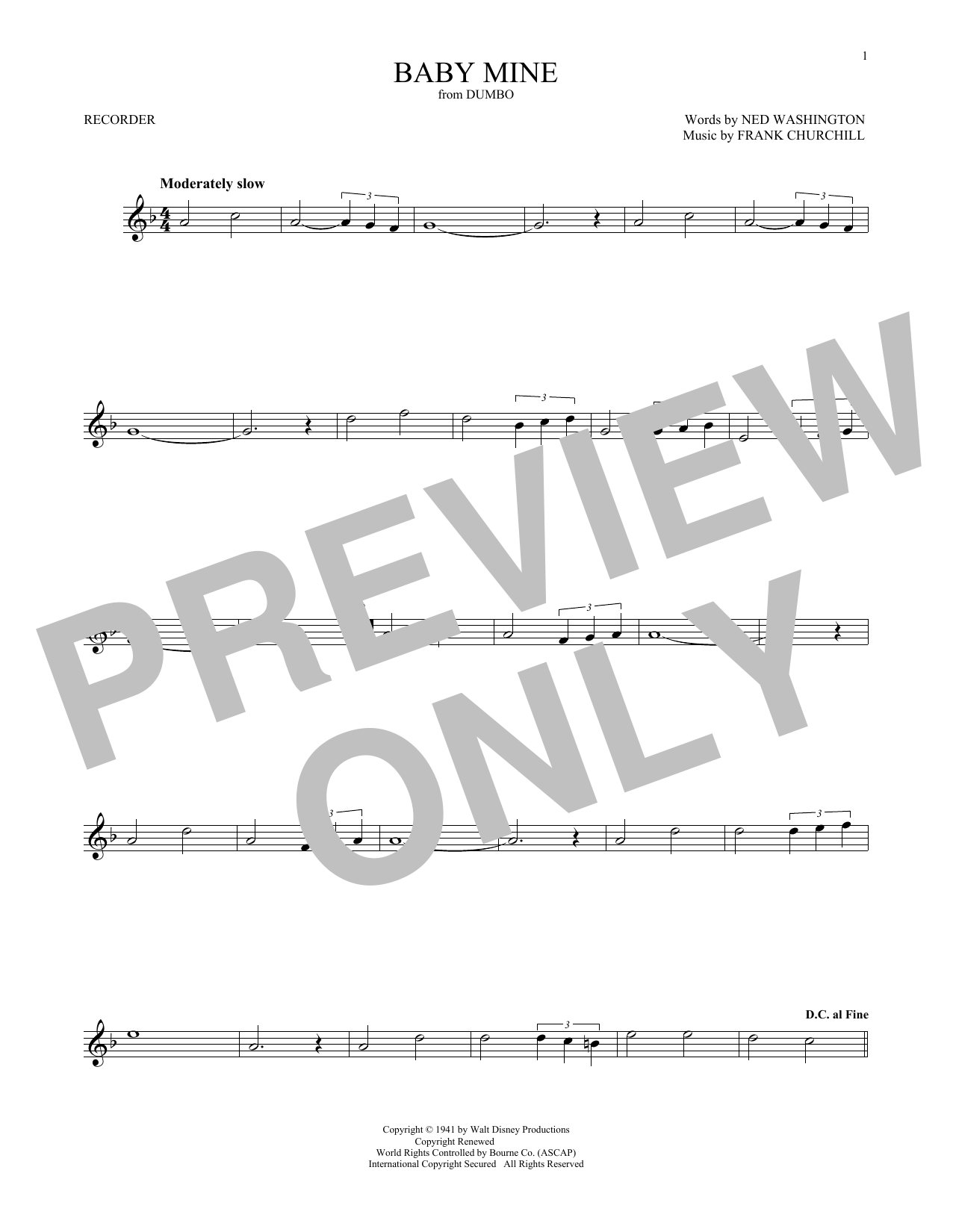 Baby Mine (from Walt Disney's Dumbo) sheet music