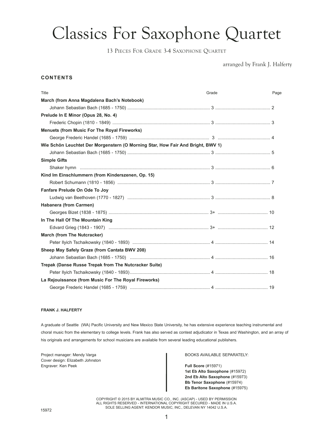 Preview Frank J. Halferty Classics For Saxophone Quartet - 1st Eb Alto Saxophone Unclassified sheet music, notes and chords for Wind Ensemble, SKU: 125027 Classics For Saxophone Quartet - 1st Eb Alto Saxophone sheet music