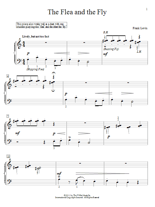 Preview Frank Levin The Flea And The Fly Pop sheet music, notes and chords for Educational Piano, SKU: 81589 The Flea And The Fly sheet music