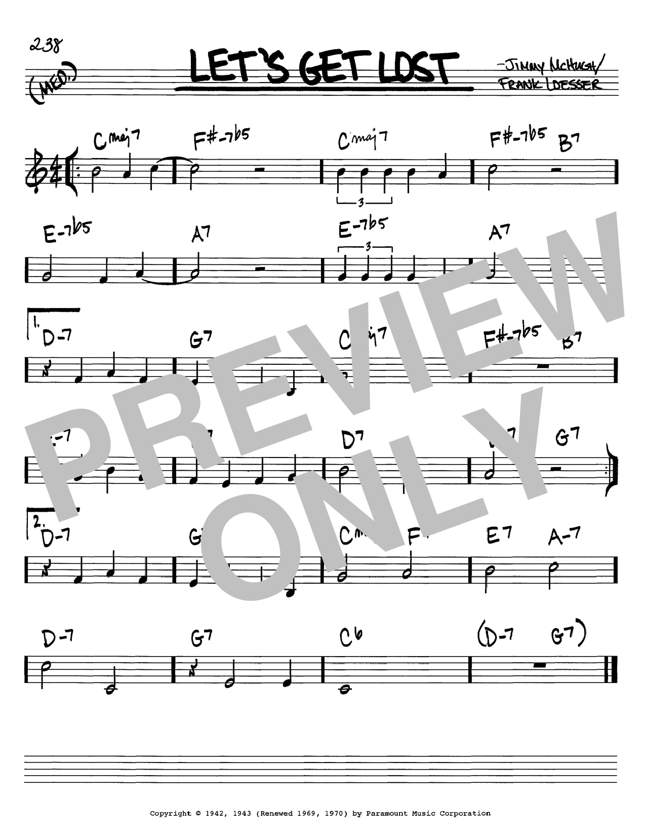 Preview Frank Loesser Let's Get Lost Jazz sheet music, notes and chords for Real Book - Melody, Lyrics & Chords - C Instruments, SKU: 61038 Let's Get Lost sheet music