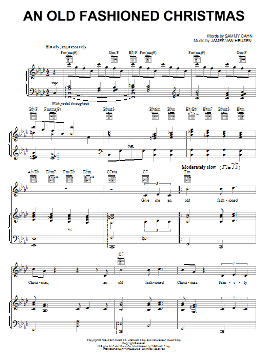 Preview Frank Sinatra An Old Fashioned Christmas Pop sheet music, notes and chords for Piano, Vocal & Guitar (Right-Hand Melody), SKU: 67561 An Old Fashioned Christmas sheet music