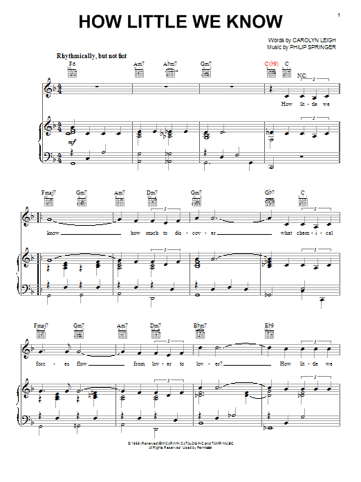 How Little We Know sheet music