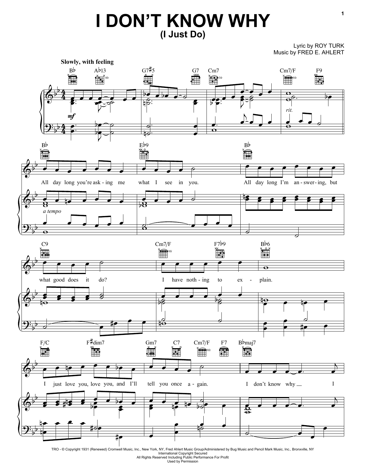 I Don't Know Why (I Just Do) sheet music