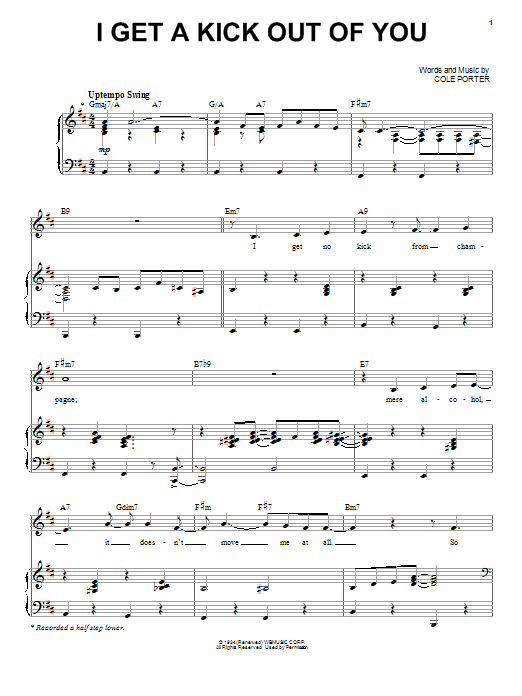 Preview Frank Sinatra I Get A Kick Out Of You Jazz sheet music, notes and chords for Melody Line, Lyrics & Chords, SKU: 188821 I Get A Kick Out Of You sheet music