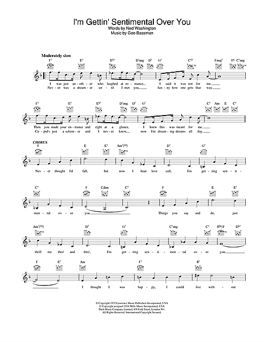 Preview Frank Sinatra I'm Gettin' Sentimental Over You Jazz sheet music, notes and chords for Piano, Vocal & Guitar (Right-Hand Melody), SKU: 13793 sheet music, piano notes, chords, guitar tabs, score, transpose, transcribe, how to play, guide, download, learn, tutorial, progression, song, artist, awards, billboard, mtv, vh1, tour, single, album, release