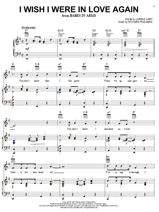 Preview Frank Sinatra I Wish I Were In Love Again Pop sheet music, notes and chords for Piano, Vocal & Guitar (Right-Hand Melody), SKU: 25678 I Wish I Were In Love Again sheet music