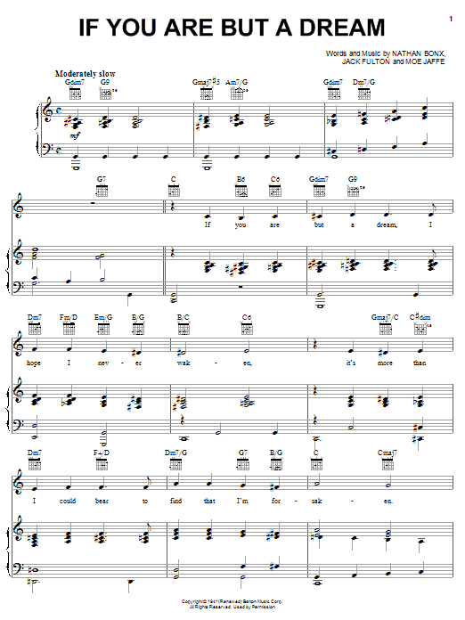 Preview Frank Sinatra If You Are But A Dream Pop sheet music, notes and chords for Easy Piano, SKU: 77534 If You Are But A Dream sheet music