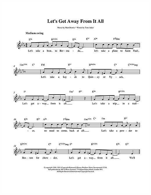 Let's Get Away From It All sheet music