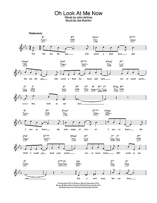 Preview Frank Sinatra Oh Look At Me Now Jazz sheet music, notes and chords for Piano, Vocal & Guitar (Right-Hand Melody), SKU: 13832 Oh Look At Me Now sheet music