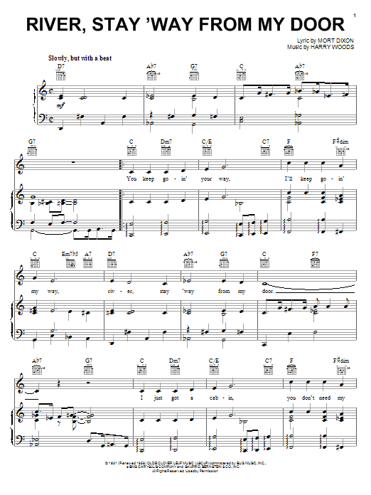 River, Stay 'Way From My Door sheet music