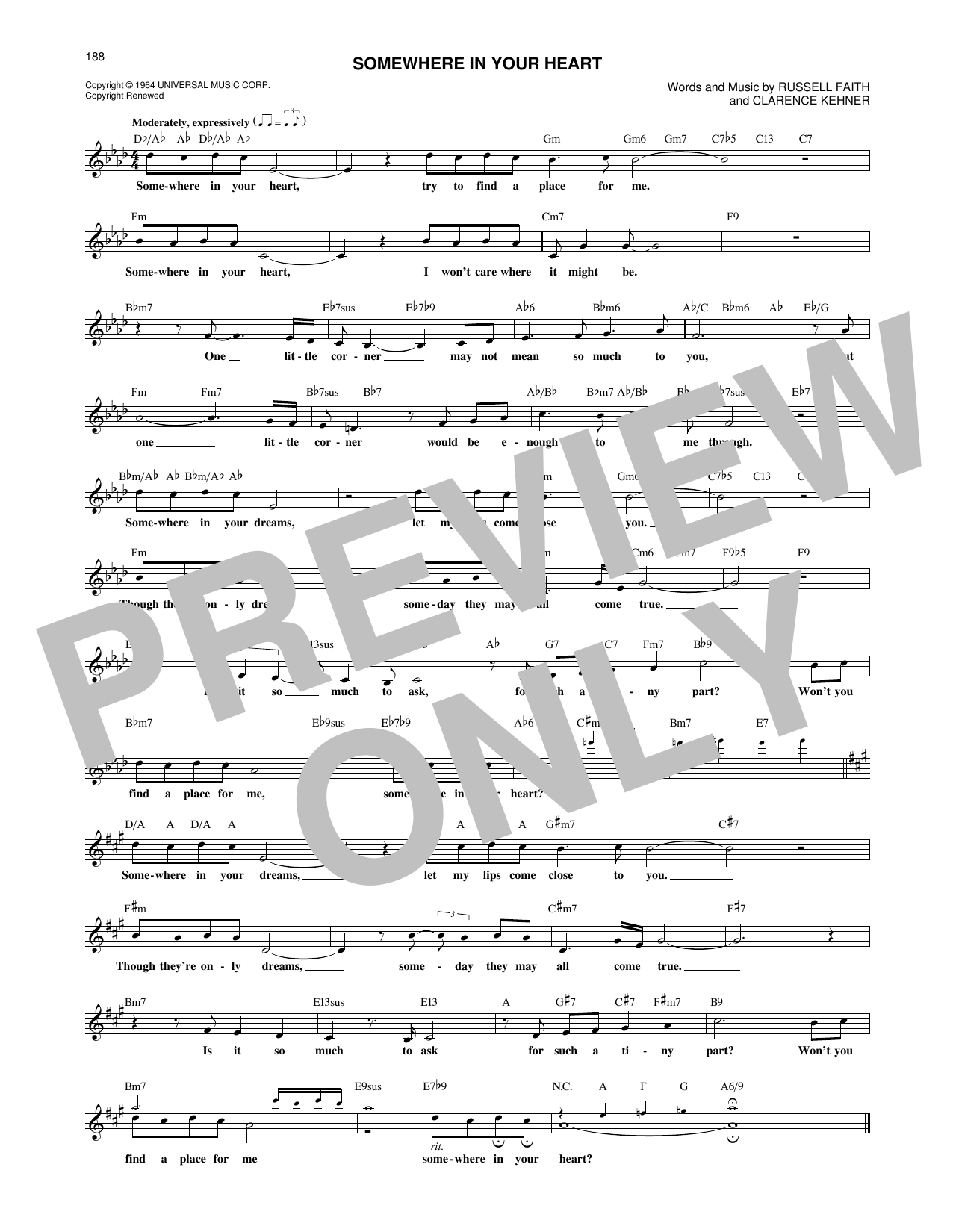 Somewhere In Your Heart sheet music