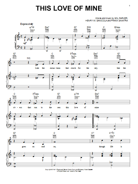 Preview Frank Sinatra This Love Of Mine Folk sheet music, notes and chords for Voice, SKU: 193909 This Love Of Mine sheet music