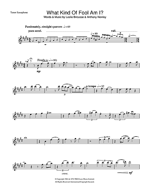Frank Sinatra What Kind Of Fool Am I Sheet Music Download Pdf Score 101769