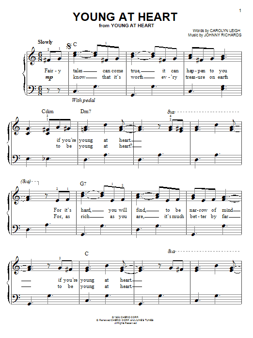 Preview Frank Sinatra Young At Heart Jazz sheet music, notes and chords for Melody Line, Lyrics & Chords, SKU: 14250 Young At Heart sheet music
