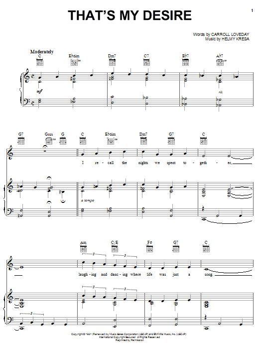 Frankie Laine That's My Desire Sheet Music Notes & Chords for Piano, Vocal & Guitar (Right-Hand Melody) - Download or Print PDF Frankie Laine That's My Desire Sheet Music Notes & Chords for Piano, Vocal & Guitar (Right-Hand Melody) - Download or Print PDF
