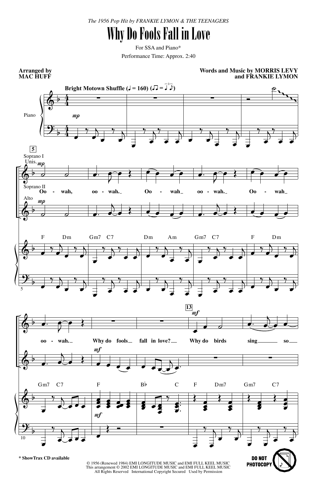 Frankie Lymon & The Teenagers Why Do Fools Fall In Love (arr. Mac Huff) Sheet Music Notes & Chords for SSA Choir - Download or Print PDF
