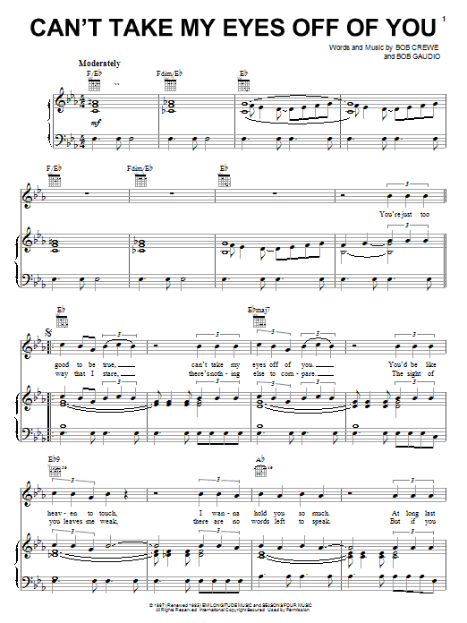 Can't Take My Eyes Off Of You (from Jersey Boys) sheet music