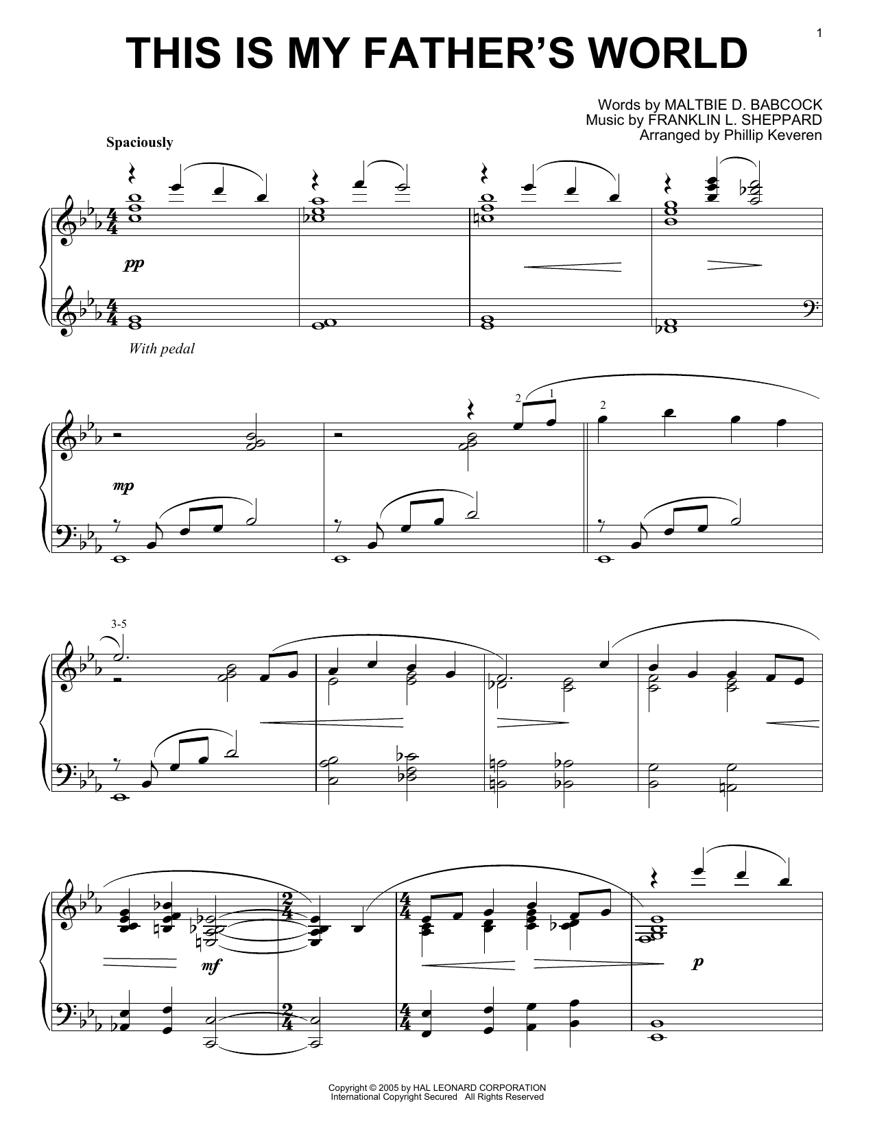 Franklin L. Sheppard This Is My Father's World [Jazz version] (arr. Phillip Keveren) Sheet Music Notes & Chords for Piano Solo - Download or Print PDF