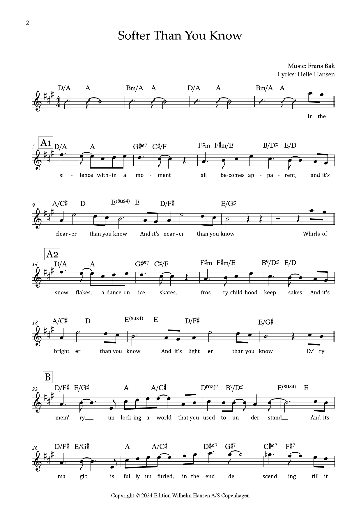 Frans Bak Softer Than You Know Sheet Music Notes & Chords for Vocal Solo - Download or Print PDF