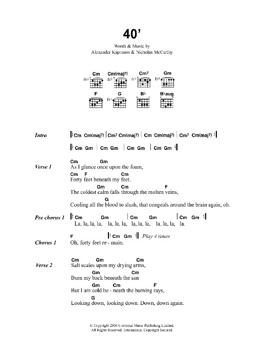 Franz Ferdinand 40' Sheet Music Notes & Chords for Guitar Tab - Download or Print PDF