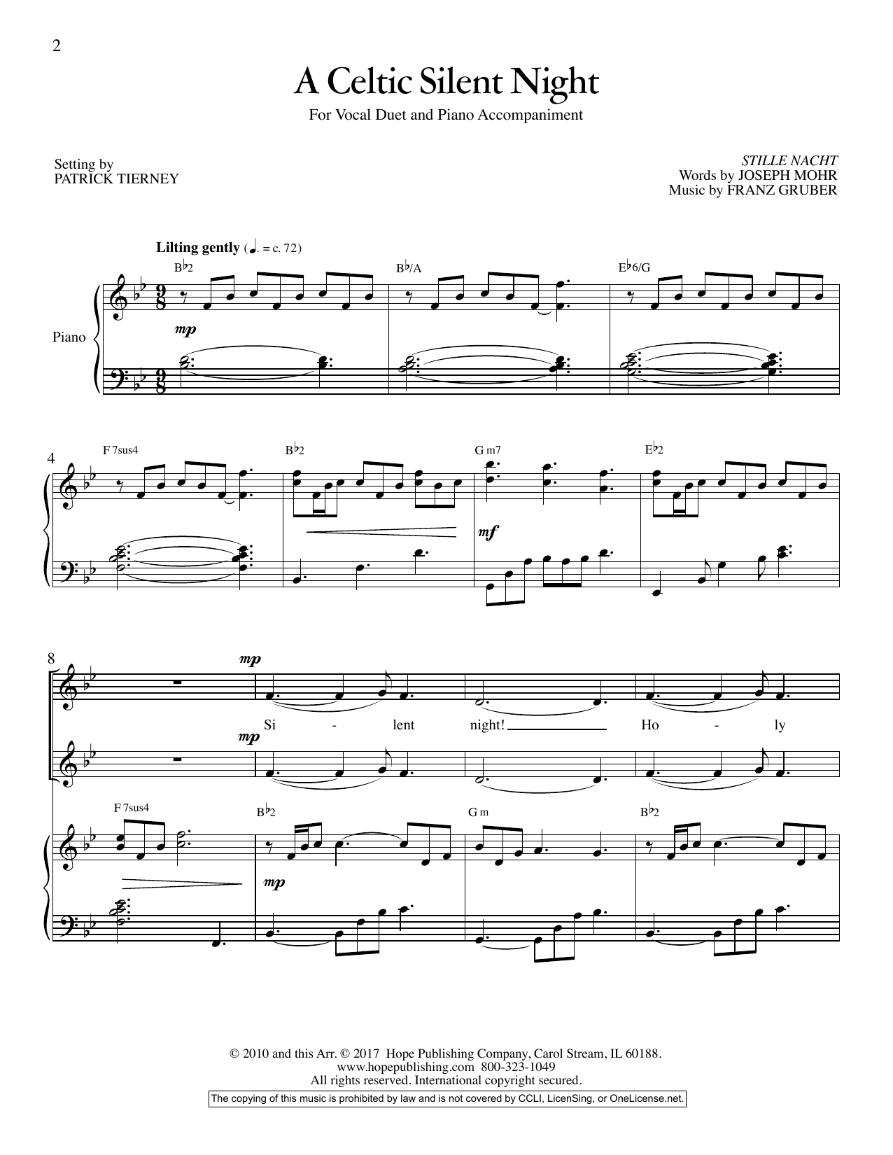 Franz Gruber A Celtic Silent Night Sheet Music Notes & Chords for Vocal Duet - Download or Print PDF