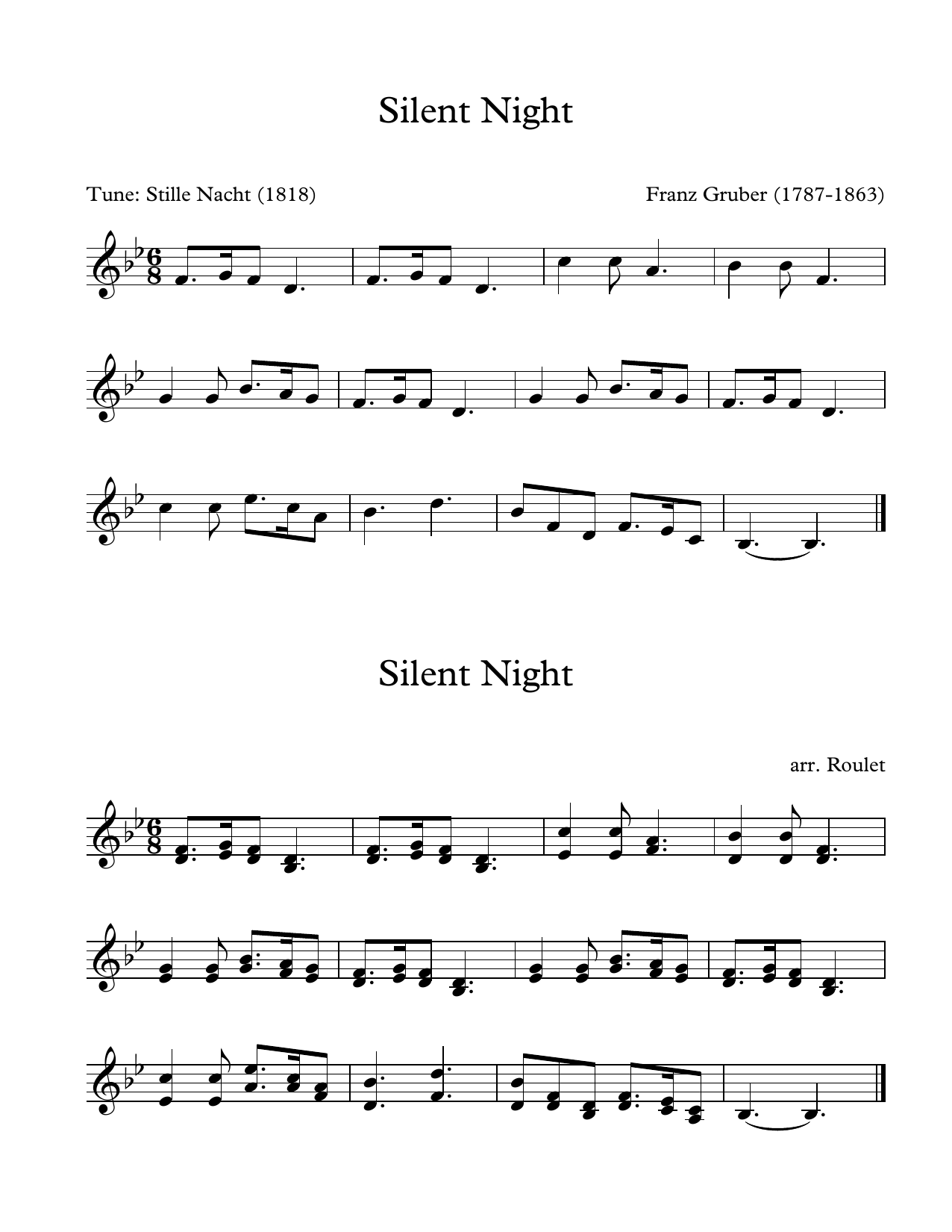 Franz Gruber Silent Night (arr. Patrick Roulet) Sheet Music Notes & Chords for Marimba Solo - Download or Print PDF