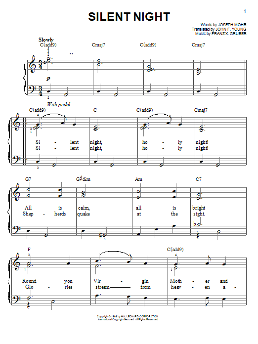 Franz Gruber Silent Night Sheet Music Notes & Chords for Violin Duet - Download or Print PDF