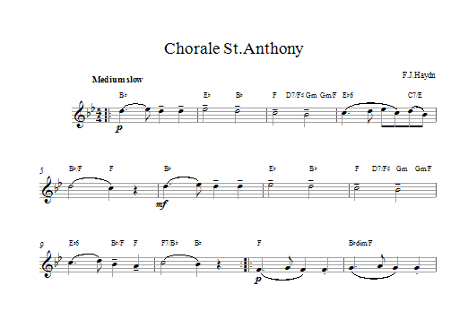Franz Joseph Haydn Chorale St.Anthony sheet music notes and chords. Download Printable PDF.