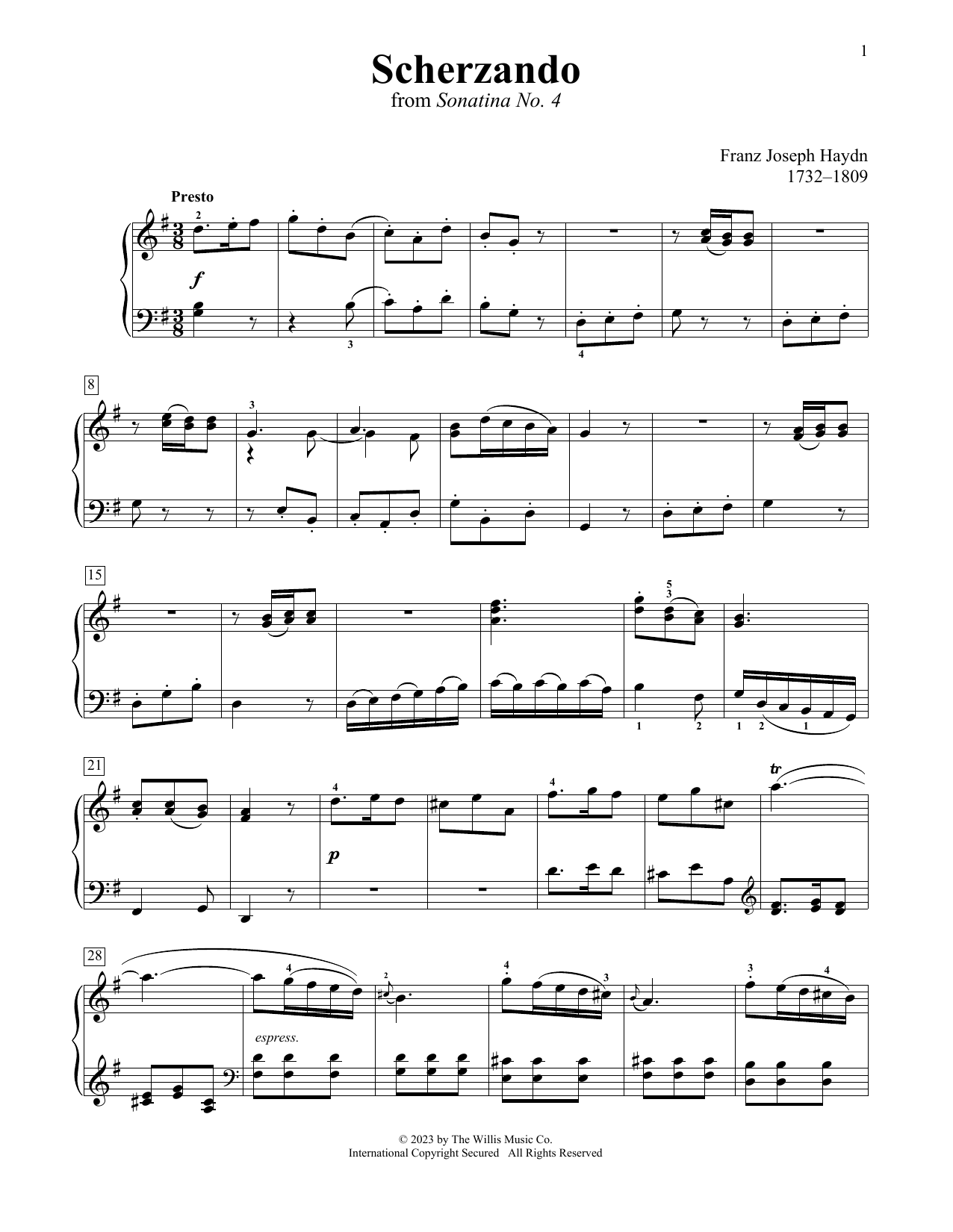 Franz Joseph Haydn Scherzando Sheet Music Notes & Chords for Educational Piano - Download or Print PDF