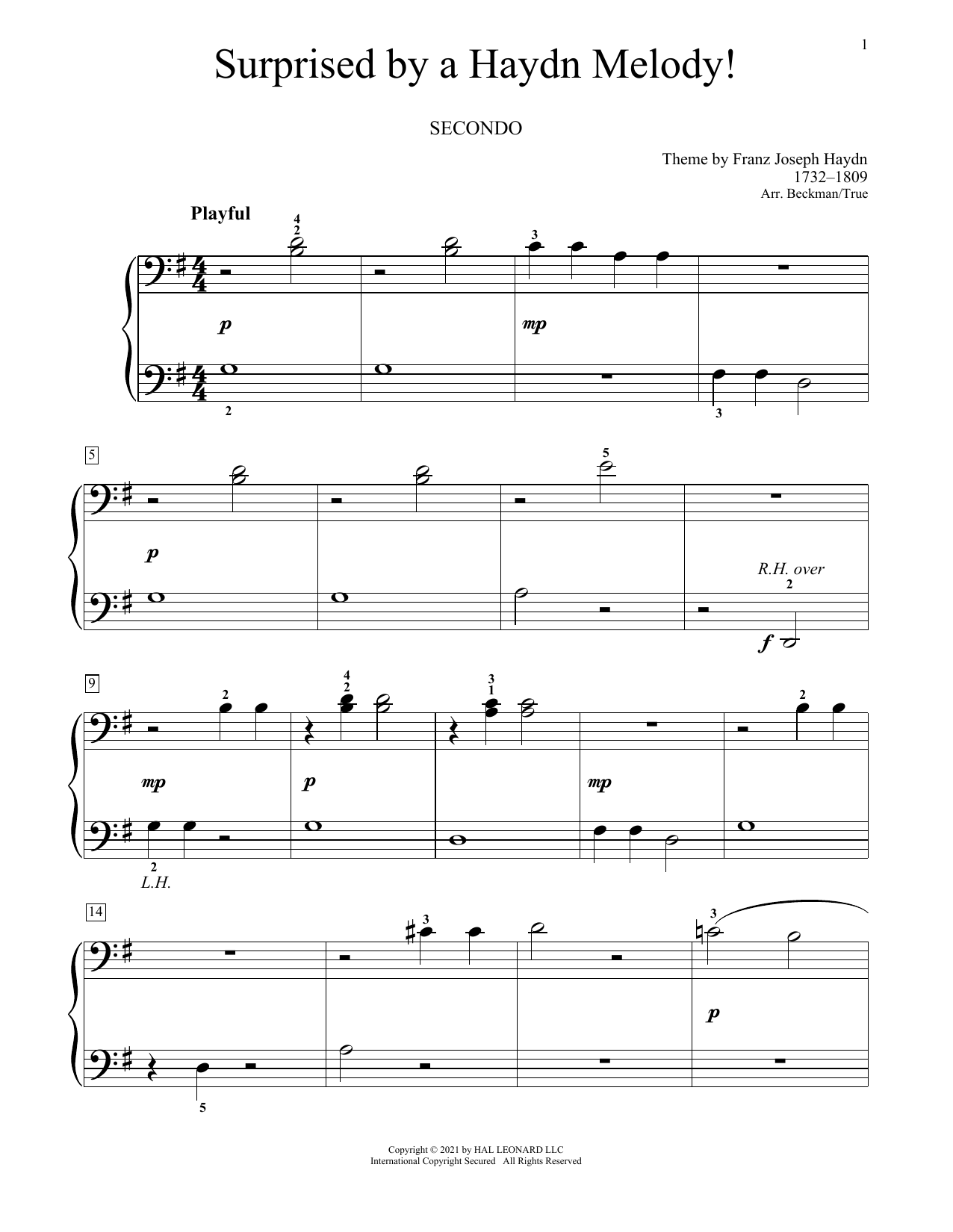 Franz Joseph Haydn Surprised By A Haydn Melody! Sheet Music Notes & Chords for Piano Duet - Download or Print PDF