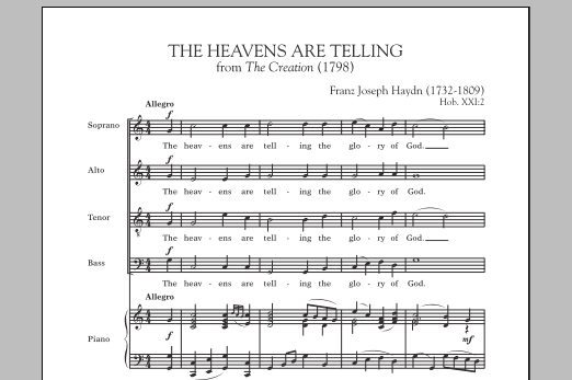 Franz Joseph Haydn The Heavens Are Telling Sheet Music Notes & Chords for SATB - Download or Print PDF