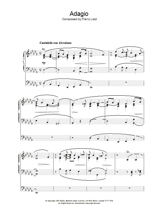 Franz Liszt Adagio Sheet Music Notes & Chords for Organ - Download or Print PDF