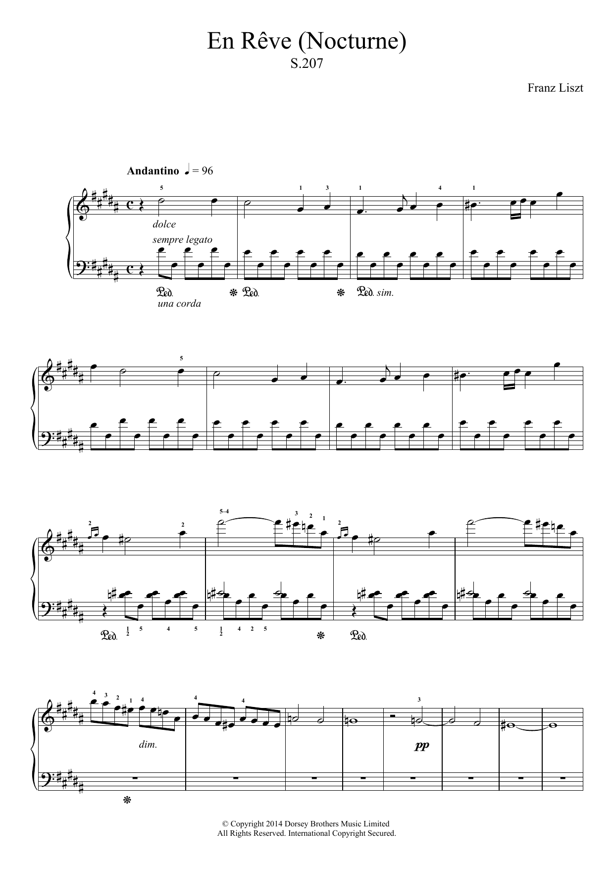 Franz Liszt En Reve (Nocturne) Sheet Music Notes & Chords for Piano - Download or Print PDF
