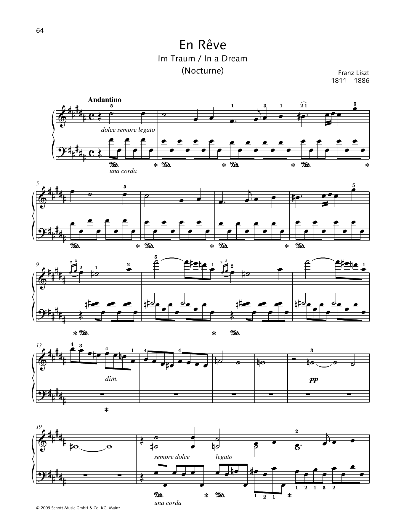 Franz Liszt In a Dream Sheet Music Notes & Chords for Piano Solo - Download or Print PDF