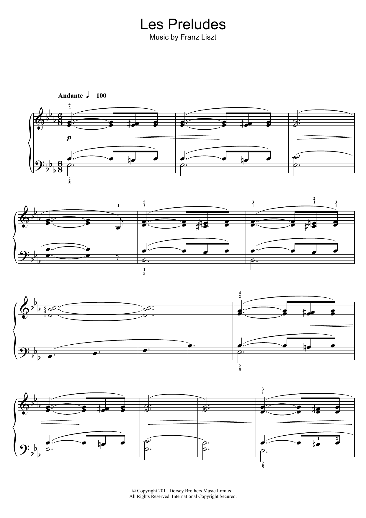 Franz Liszt Les Preludes Sheet Music Notes & Chords for Piano - Download or Print PDF
