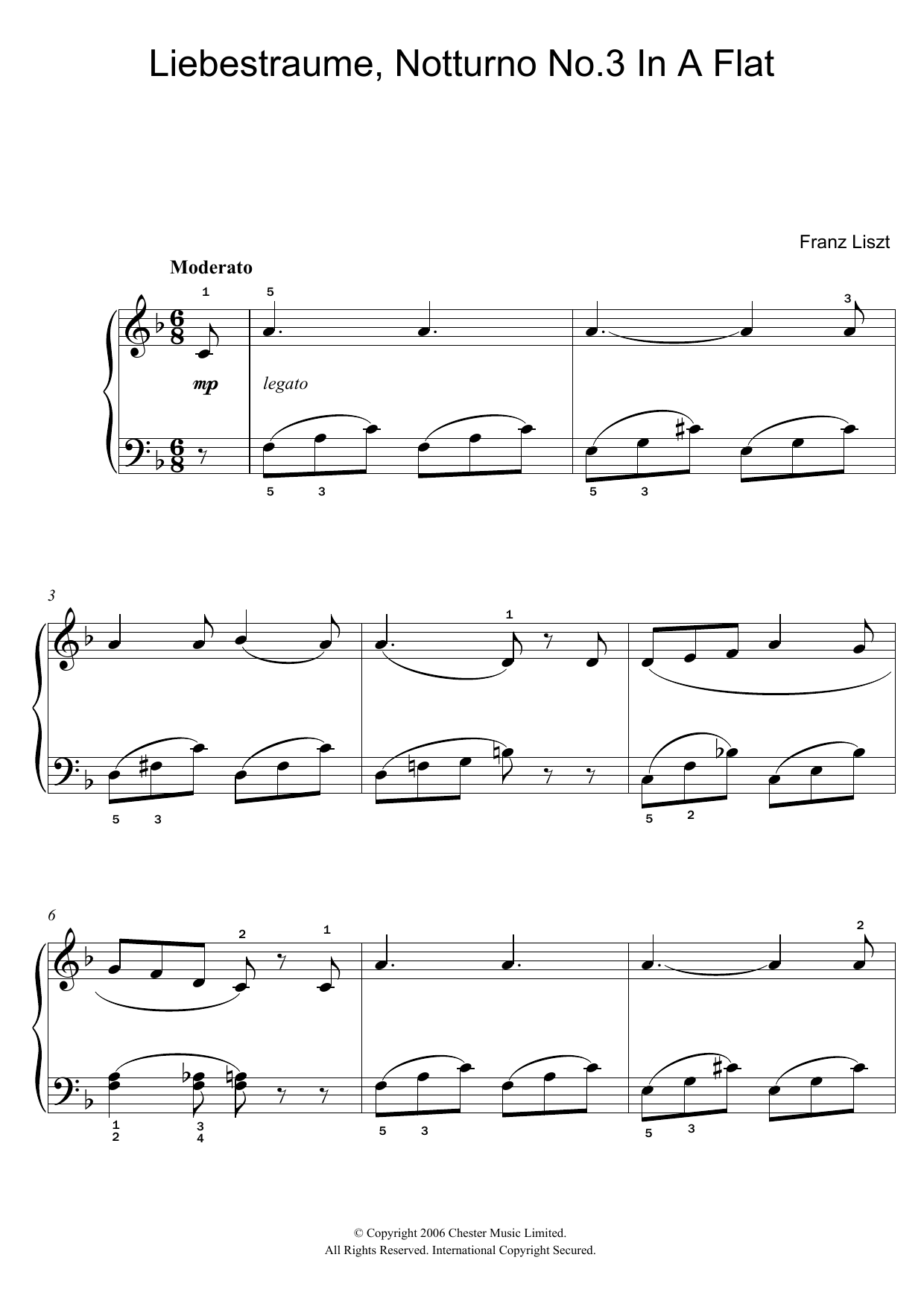 Franz Liszt Liebestraume: Notturno No.3 In A Flat: O Lieb, So Lang Du Lieben... Sheet Music Notes & Chords for Flute - Download or Print PDF