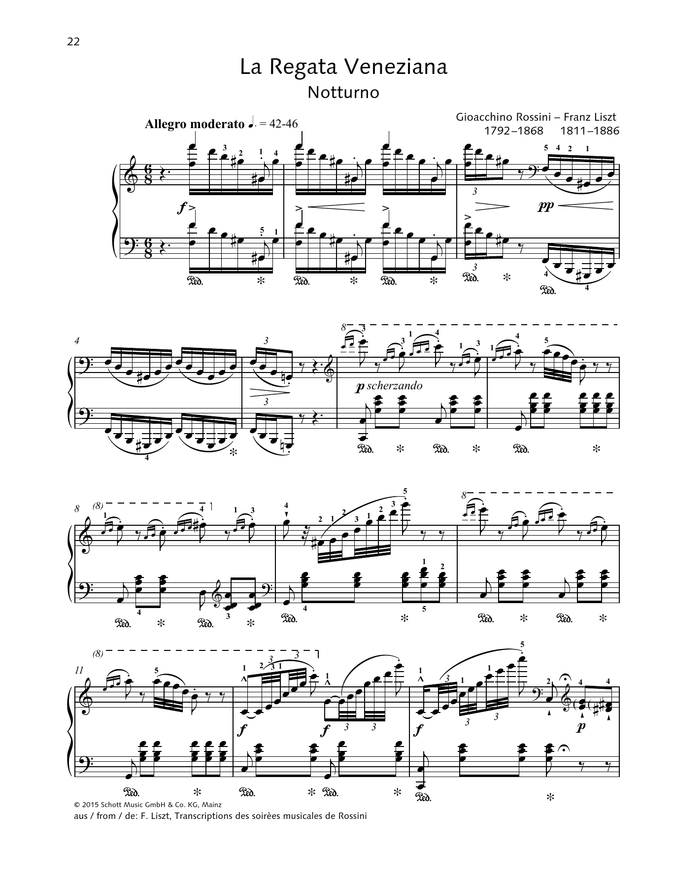 Franz Liszt; Giacchino Rossini La regata veneziana Sheet Music Notes & Chords for Piano Solo - Download or Print PDF