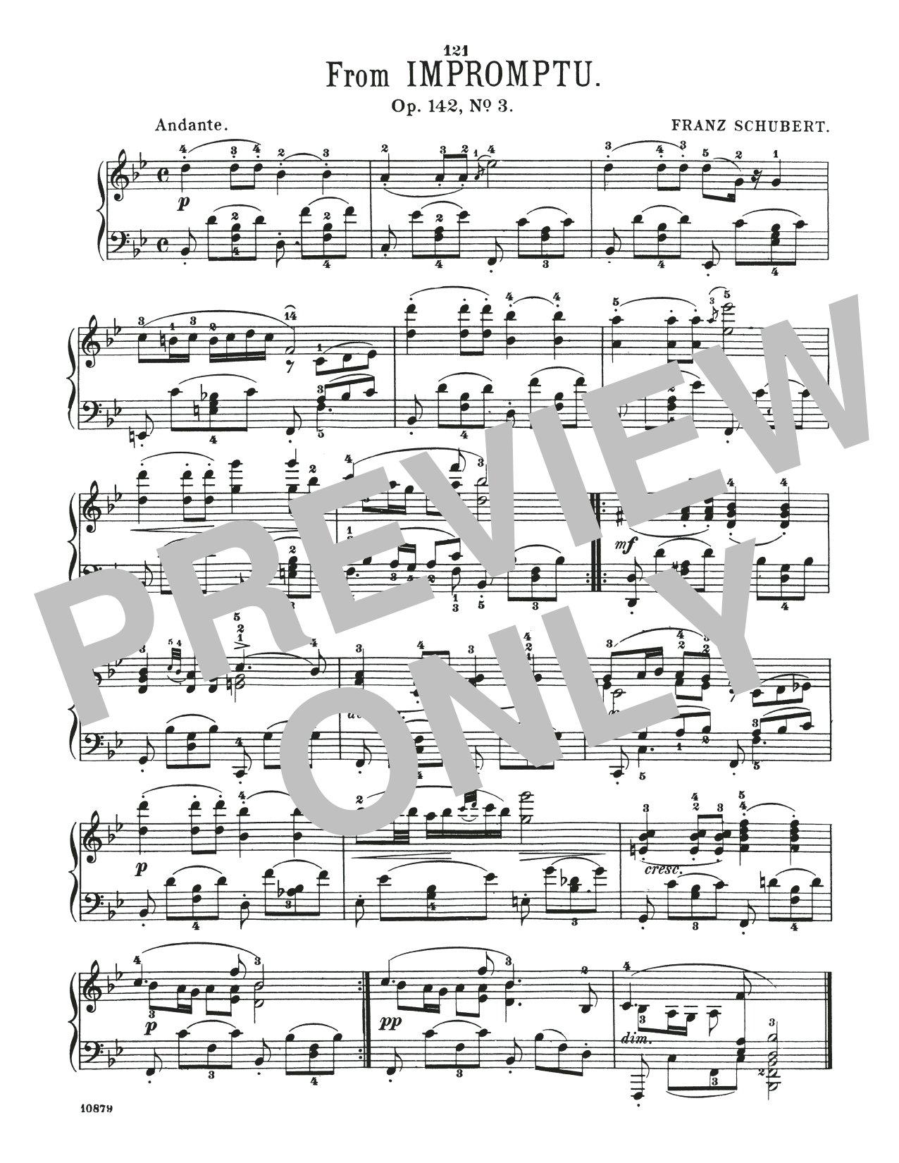 Franz Schubert Andante, Op. 142, No. 3 Sheet Music Notes & Chords for Piano Solo - Download or Print PDF