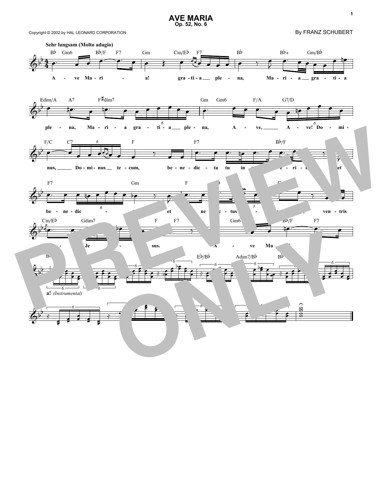 Franz Schubert Ave Maria, Op. 52, No. 6 Sheet Music Notes & Chords for Alto Sax Solo - Download or Print PDF