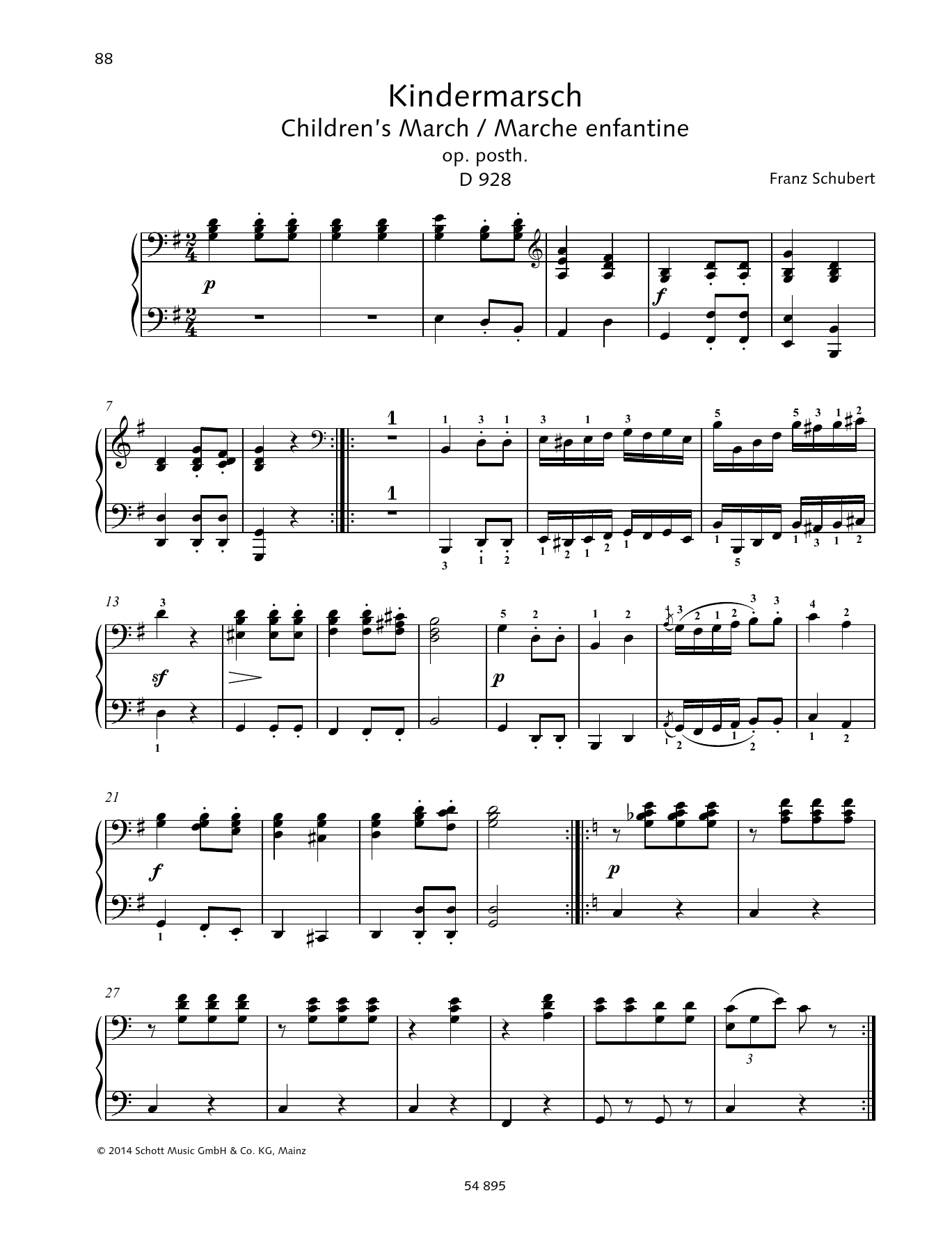 Franz Schubert Children's March Sheet Music Notes & Chords for Piano Duet - Download or Print PDF