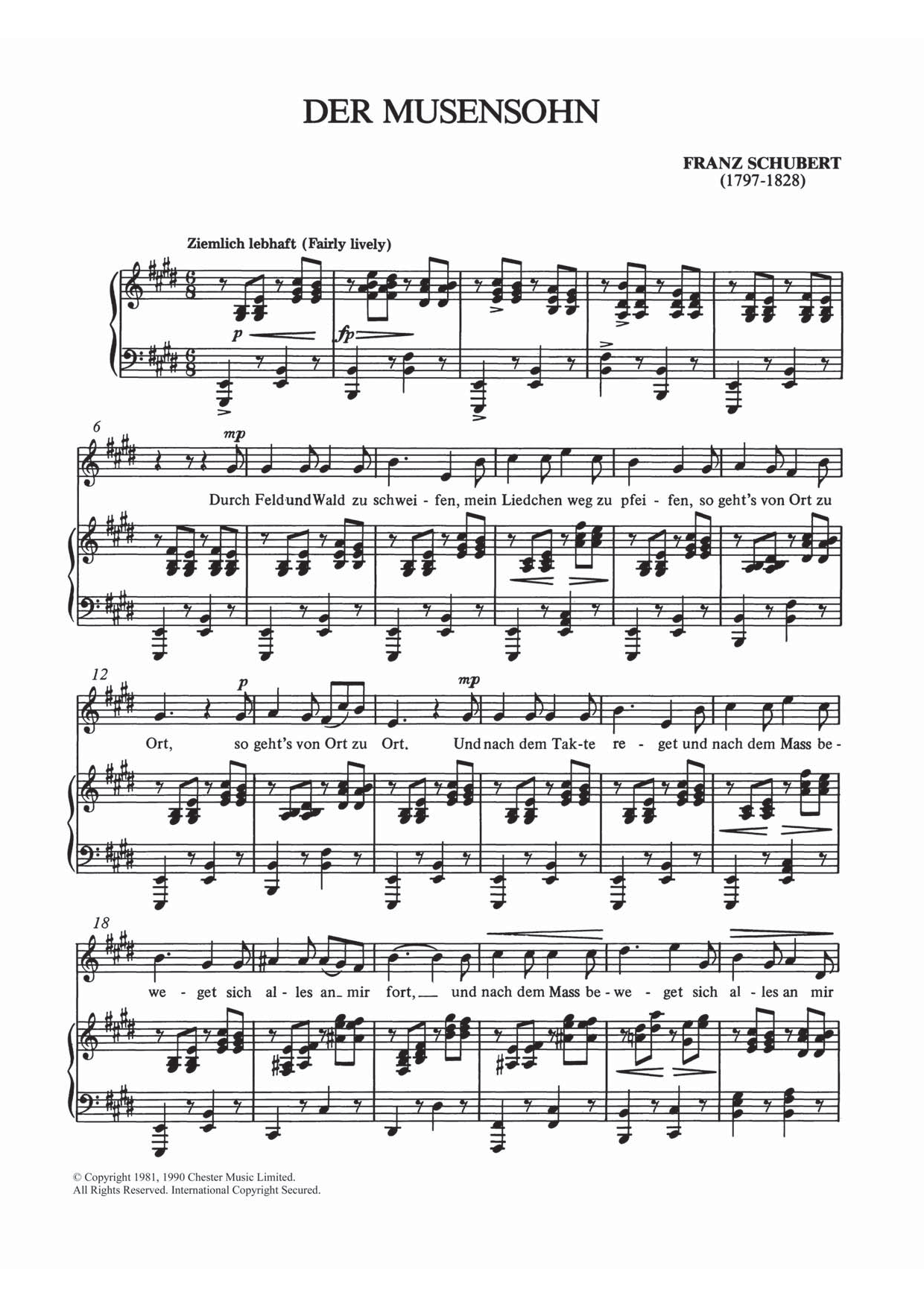 Franz Schubert Der Musensohn Sheet Music Notes & Chords for Piano & Vocal - Download or Print PDF